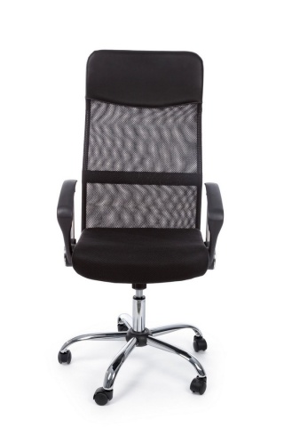 Scaun de birou Dakar, reglabil pe înălțime, cu brațe, din textil și mesh, cu bază metalică cromată, negru, 48x49x114-124 cm - Img 3