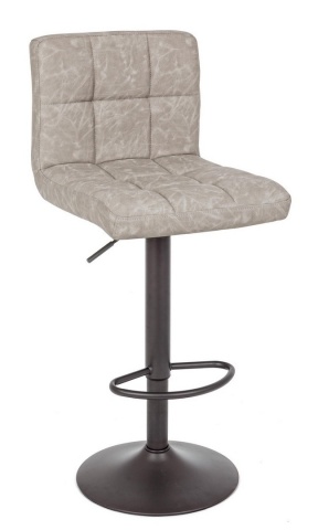 Set de 2 scaune de bar Greyson, reglabile pe înălțime, cu șezut din piele ecologică gri deschis și bază metalică gri mat, 42x51x63.5-84.5 cm - Img 1