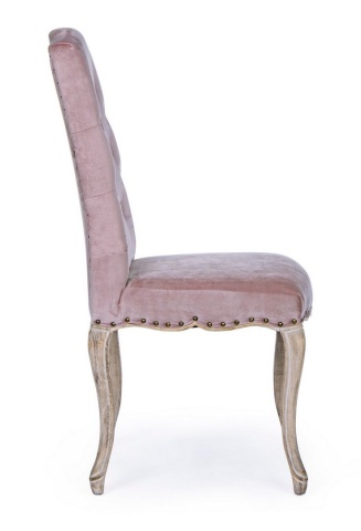 Set de 2 scaune Diva, căptușite, cadru din lemn și tapițerie din catifea, roz prăfuit, 51x53x99 cm - Img 5