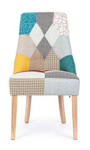 Set de 2 scaune Galatea, cu aspect patchwork, din material textil, 51x62x93 cm - Img 3