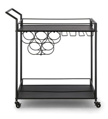 Cărucior bar Isaac, cu roți, din oțel vopsit electrostatic, negru, 74x38x81 cm - Img 2