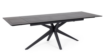 Masă extensibilă dreptunghiulară, 8-10 persoane, blat din sticlă securizată modelată, picioare din oțel vopsit electrostatic, 160-240x90 cm - Img 1