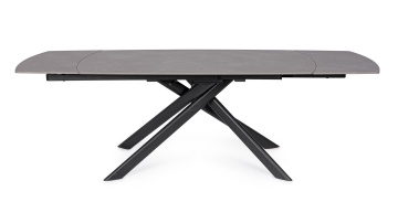 Masă extensibilă Joakim, 8-10 persoane, blat gresie porțelanată efect marmură mată, picioare oțel, gri, 160-240 x 90 x 75 cm - Img 3