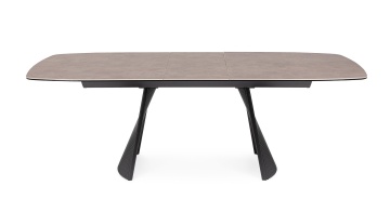 Masă extensibilă Oliver, dreptunghiulară, pentru 6-8 persoane, cu blat din ceramică și sticlă securizată și picioare din oțel, 180-220x90x75 cm - Img 3