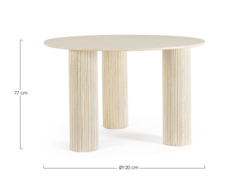 Masă rotundă fixă, pentru 6 persoane, diametru 120 cm, din lemn de mango, natur - Img 2