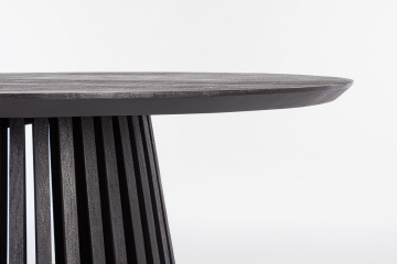 Masă rotundă, pentru 6 persoane, din lemn de mango, neagră, diametru 130 cm - Img 4