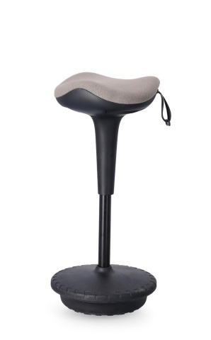 Scaun de bar reglabil pe înălțime, tapițat cu poliester, bej, diametru 34 cm - Img 4