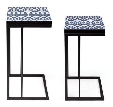 Set 2 măsuțe de cafea Neapolis, cu cadru metalic și blat imprimat, 40.5x30x56 cm și 45.5x33x62.5 cm - Img 4
