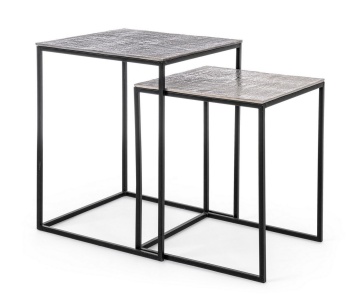 Set 2 Măsuțe de cafea pătrate Tahir, din oțel și aluminiu, cu finisaj antichizat - Img 8