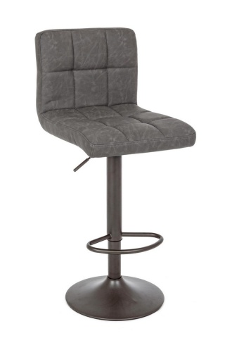 Set de 2 scaune de bar Greyson, reglabile pe înălțime, cu șezut din piele ecologică gri închis și bază metalică gri mat, 42x51x63.5-84.5 cm - Img 1