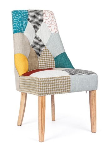 Set de 2 scaune Galatea, cu aspect patchwork, din material textil, 51x62x93 cm - Img 1