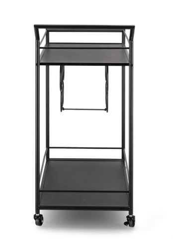 Cărucior bar Isaac, cu roți, din oțel vopsit electrostatic, negru, 74x38x81 cm - Img 3