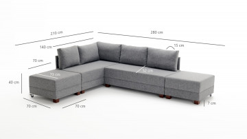 Coltar Fly pe stanga crem, 3 locuri, extensibil cu 2 parti modulare - Img 8