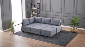 Coltar Fly pe stanga gri, 3 locuri, extensibil cu 2 parti modulare - Img 5