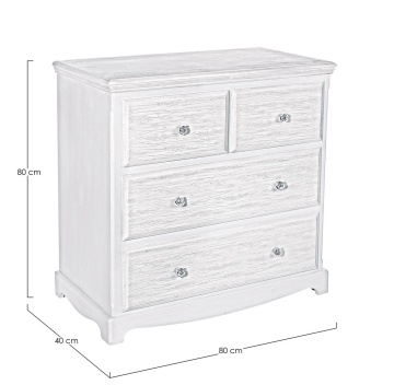 Comodă cu 4 sertare, finisaj alb mat cu efect albit, 80x40x80 cm - Img 2