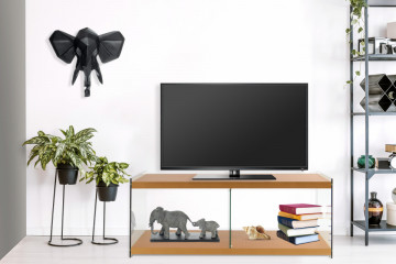 Comoda TV din sticla temperata Elementary aurie 120 cm - Img 4