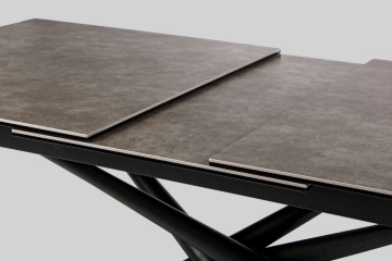 Masă dining extensibilă pentru 8 persoane, cu blat ceramic și picioare din oțel vopsit electrostatic, 160-220x90 cm - Img 8