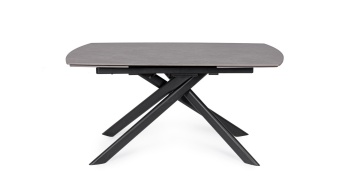 Masă extensibilă Joakim, 8-10 persoane, blat gresie porțelanată efect marmură mată, picioare oțel, gri, 160-240 x 90 x 75 cm - Img 4