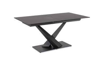 Masă extensibilă Johannes, pentru 6-8 persoane, cu blat din gresie porțelanată cu efect marmură neagră mat, 160-200x90 cm - Img 2