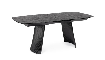 Masă extensibilă Oliver, dreptunghiulară, pentru 6-8 persoane, cu blat din sticlă texturată și picioare din oțel, 180-220x90x75 cm - Img 2