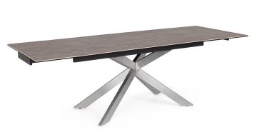 Masă extensibilă pentru 8 persoane, cu blat ceramic și cadru din oțel inoxidabil, 160-240x90x76 cm - Img 1