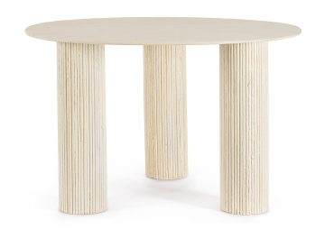 Masă rotundă fixă, pentru 6 persoane, diametru 120 cm, din lemn de mango, natur - Img 3