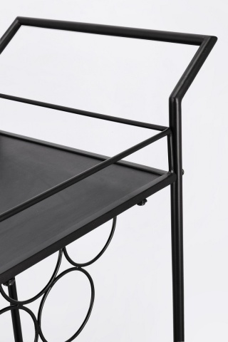 Cărucior bar Isaac, cu roți, din oțel vopsit electrostatic, negru, 74x38x81 cm - Img 4