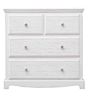 Comodă cu 4 sertare, finisaj alb mat cu efect albit, 80x40x80 cm - Img 3