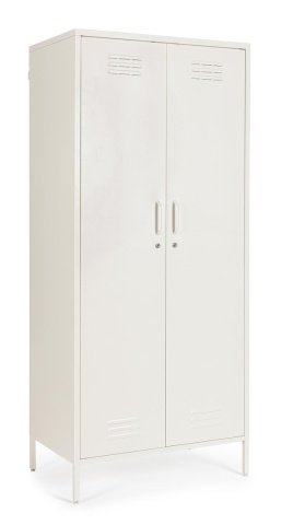 Dulap Cambridge, cu 2 uși, din oțel, vopsit electrostatic, alb crem, 80x50x185 cm - Img 1