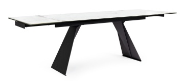 Masă dining extensibilă pentru 8 persoane, cu blat ceramic și picioare din oțel, 160-240x90x76 cm - Img 1