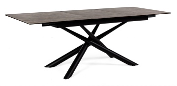 Masă dining extensibilă pentru 8 persoane, cu blat ceramic și picioare din oțel vopsit electrostatic, 160-220x90 cm - Img 1