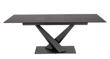 Masă extensibilă Johannes, pentru 6-8 persoane, cu blat din gresie porțelanată cu efect marmură neagră mat, 160-200x90 cm - Img 3