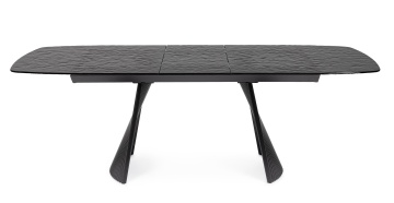 Masă extensibilă Oliver, dreptunghiulară, pentru 6-8 persoane, cu blat din sticlă texturată și picioare din oțel, 180-220x90x75 cm - Img 3