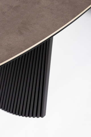 Masă extensibilă Oliver, dreptunghiulară, pentru 6-8 persoane, cu blat din ceramică și sticlă securizată și picioare din oțel, 180-220x90x75 cm - Img 5