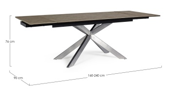 Masă extensibilă pentru 8 persoane, cu blat ceramic și cadru din oțel inoxidabil, 160-240x90x76 cm - Img 3