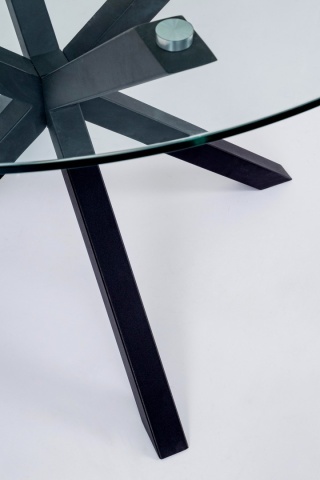 Masă fixă May, rotundă, pentru 6 persoane, blat din sticlă securizată, picioare metalice negre, Ø114 cm - Img 3