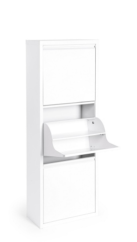 Pantofar Fredys cu 3 uși basculante, din oțel vopsit electrostatic, alb, 50x25x133 cm - Img 6