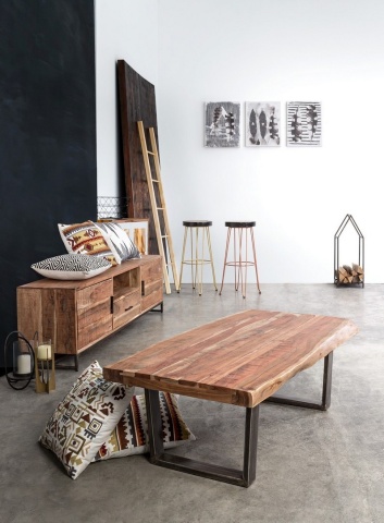 Scaun de bar, design nordic, din lemn masiv și oțel vopsit electrostatic, auriu, înălțime 74 cm - Img 6
