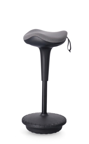 Scaun de bar reglabil pe înălțime, tapițat cu poliester, gri, diametru 34 cm - Img 4