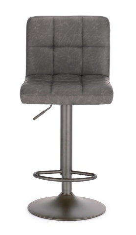 Set de 2 scaune de bar Greyson, reglabile pe înălțime, cu șezut din piele ecologică gri închis și bază metalică gri mat, 42x51x63.5-84.5 cm - Img 3