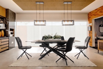 Masă dining extensibilă pentru 8 persoane, cu blat ceramic și picioare din oțel vopsit electrostatic, 160-220x90 cm - Img 10