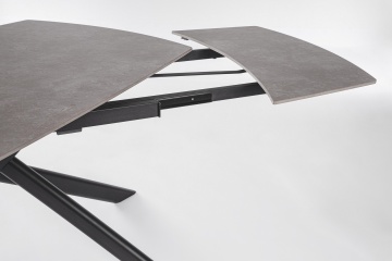Masă extensibilă Joakim, 8-10 persoane, blat gresie porțelanată efect marmură mată, picioare oțel, gri, 160-240 x 90 x 75 cm - Img 6