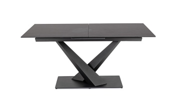 Masă extensibilă Johannes, pentru 6-8 persoane, cu blat din gresie porțelanată cu efect marmură neagră mat, 160-200x90 cm - Img 4