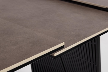 Masă extensibilă Oliver, dreptunghiulară, pentru 6-8 persoane, cu blat din ceramică și sticlă securizată și picioare din oțel, 180-220x90x75 cm - Img 6