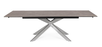 Masă extensibilă pentru 8 persoane, cu blat ceramic și cadru din oțel inoxidabil, 160-240x90x76 cm - Img 4