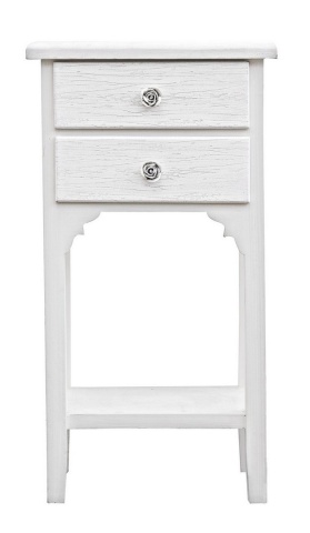 Noptiera Blanc cu 2 uși, din MDF, alb mat, efect albit, 37x26.5x69.5 cm - Img 3