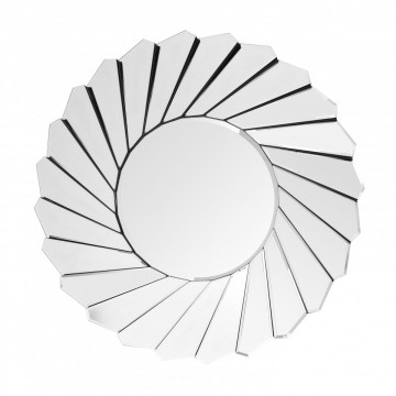 Oglinda rotunda cu rama din MDF argintie Zeus, 3.4cm (L / D) x 80cm (W) x 80cm (H) - Img 1