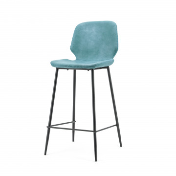 Scaun de bar din imitatie de piele Seashell albastru - Img 1
