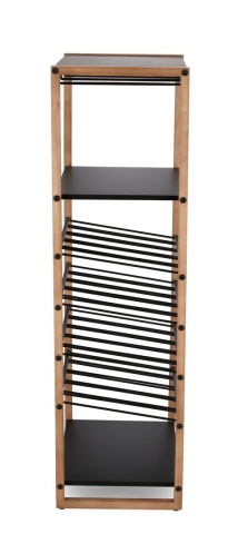 Suport pentru 20 sticle Isaac, din oțel vopsit electrostatic și lemn de cauciuc, negru, 50x35x122 cm - Img 4