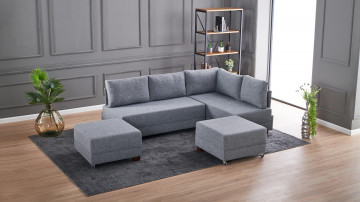 Coltar Fly pe dreapta gri, 3 locuri, extensibil cu 2 parti modulare - Img 3